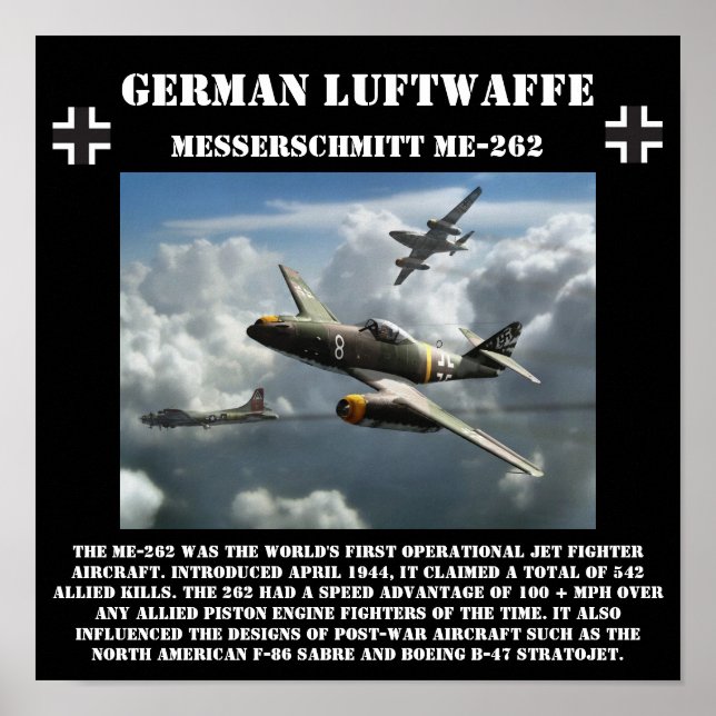 Poster Allemand Messerschmitt ME-262 Jet - Seconde Guerre (Devant)