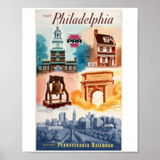 Poster Aller à Phila.on Pennsylvania Railroad