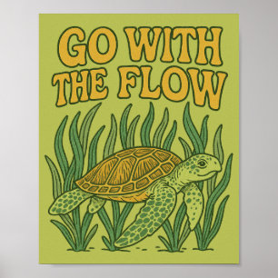 Poster Aller avec la tortue de mer