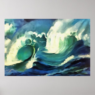 Poster Aller Avec Le Flux Qui S'Effondre Ocean Waves Art