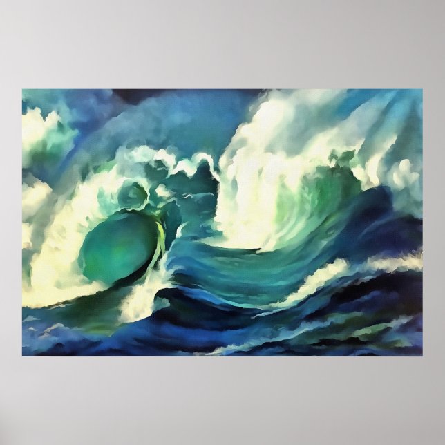 Poster Aller Avec Le Flux Qui S'Effondre Ocean Waves Art (Devant)