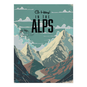 Poster Aller Randonnée dans les Alpes
