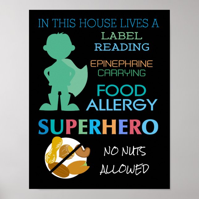Poster Allergie alimentaire Superhero No Nuts Autorisé Ga (Devant)
