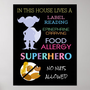 Poster Allergie alimentaire Superhero Pas de noix autoris