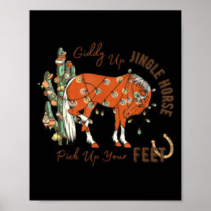 Poster Allez monte Cheval grelot Lève tes pieds Cactus Va