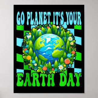 Poster Allez planète jour de la terre mignon terre amoure
