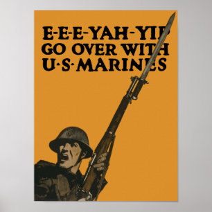 Poster Allez plus d'avec des marines -- WWI