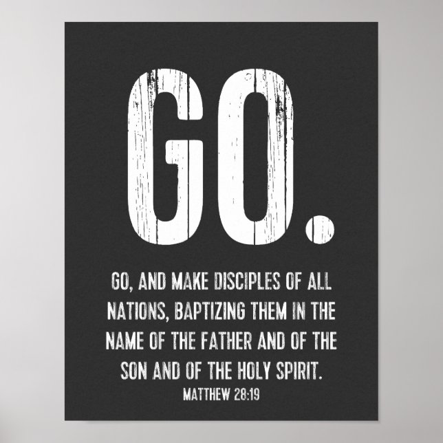 Poster Allez. Verset biblique moderne, Écriture, Matthieu (Devant)