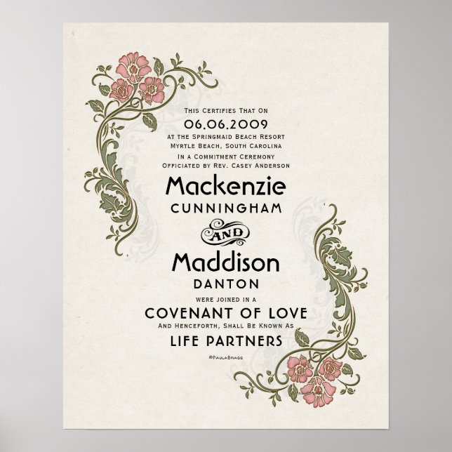 Poster "Alliance d'amour" ViePartenaires MariageCertifica (Devant)