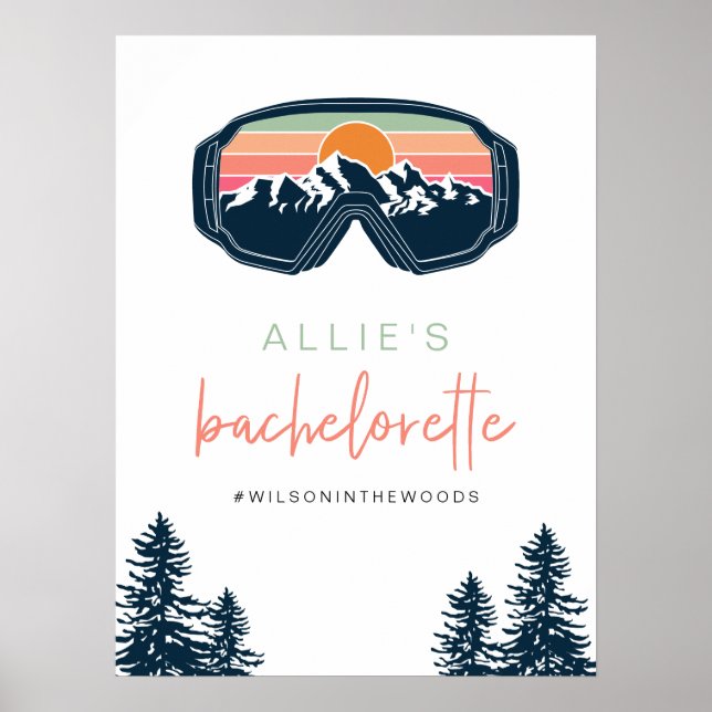Poster ALLIE Colorful Mountain Ski Bachelorette Bienvenue (Devant)