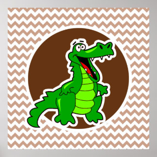 Poster Alligator ; Brown Chevron