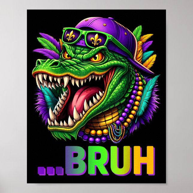 Poster Alligator Bruh Mardi Gras Costume Men Women Kids  (Devant)