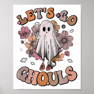 Poster Allons Gouls Ghost les années 70 Hippie Halloween