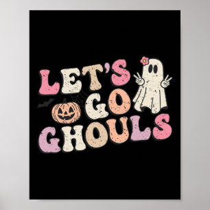 Poster Allons Gouls Halloween Citrouille fantôme rétro