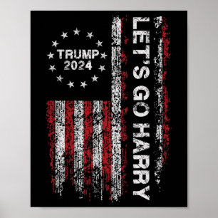 Poster Allons-y Harry Drôle Trump 2024 Drapeau États-Unis