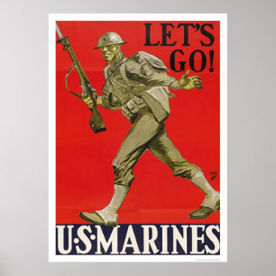 Poster Allons-y ! Marines des États-Unis.