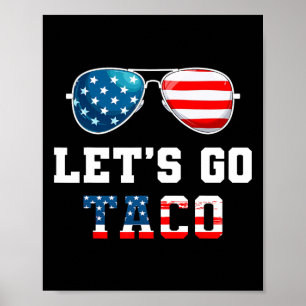 Poster Allons-y Taco Drôle 2025 Rouge Blanc Et Bleu Lunet