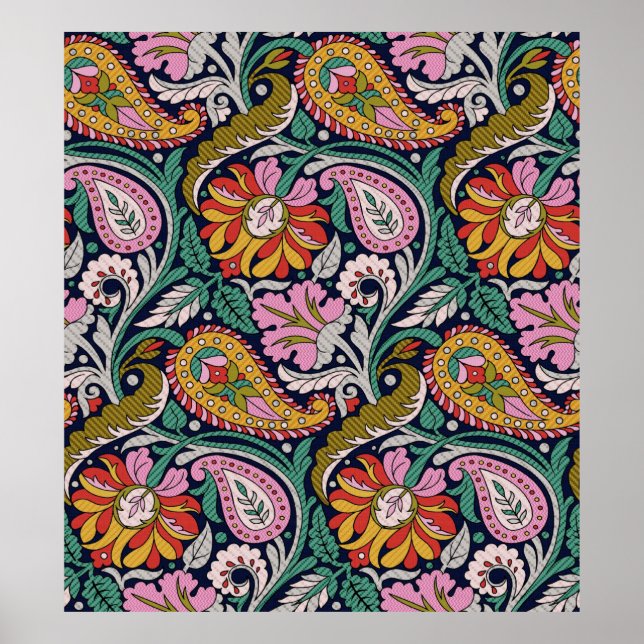 Poster Allover traditionnel moghol Designart, asiatique,  (Devant)