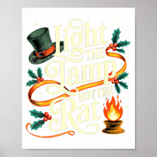 Poster Allumez la lampe pas le rat drôle de Noël assorti