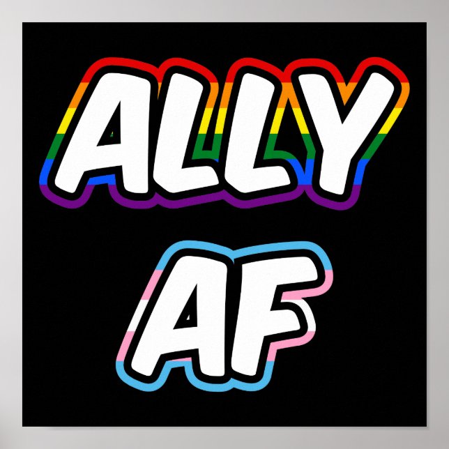 Poster Ally AF II - Drapeau LGBTQ Gay Trans Queer Pride (Devant)
