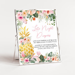Poster Aloha Baby shower ananas Late Night Diapers