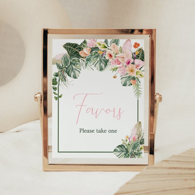 Poster Aloha Baby shower Faveurs (Aloha Pink Hawaiian Baby Shower Favors Sign)