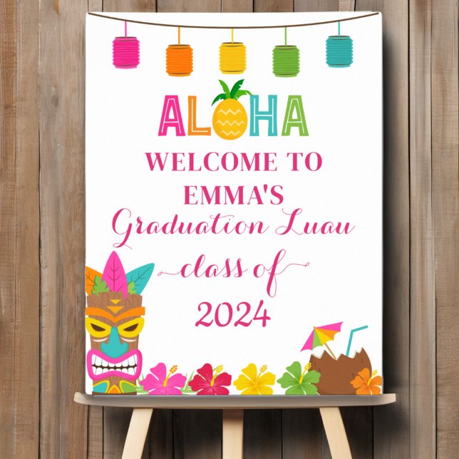 Poster Aloha Classe De 2024 Graduation Luau Bienvenue (Créateur téléchargé)