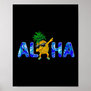 Poster Aloha Dabbing Ananas Sungles Plages Hawaii Haw