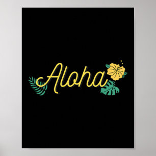 Poster Aloha Hawaï Hawaï île tropicale Hibiscus Fleurs