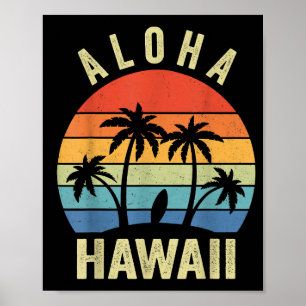 Poster Aloha Hawaii Chemise Hawaïenne Île Palmiers Plage 