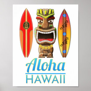 Poster Aloha Hawaii Hawaii Tiki Surf