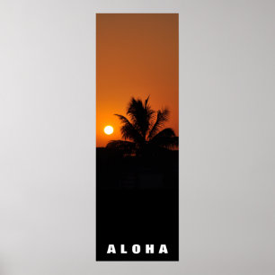 Poster Aloha Hawaii Palm Trees Tropiques Coucher de solei