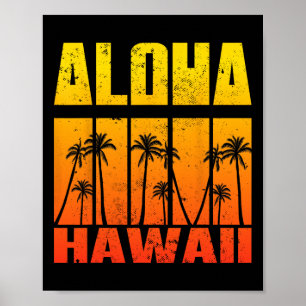 Poster Aloha Hawaii Palmier Arbre Tropical Île Hawaïenne