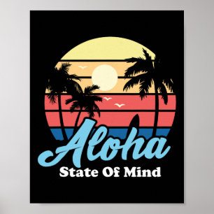 Poster Aloha Hawaii Plage Hawaïenne Surfeur Surf Souvenir