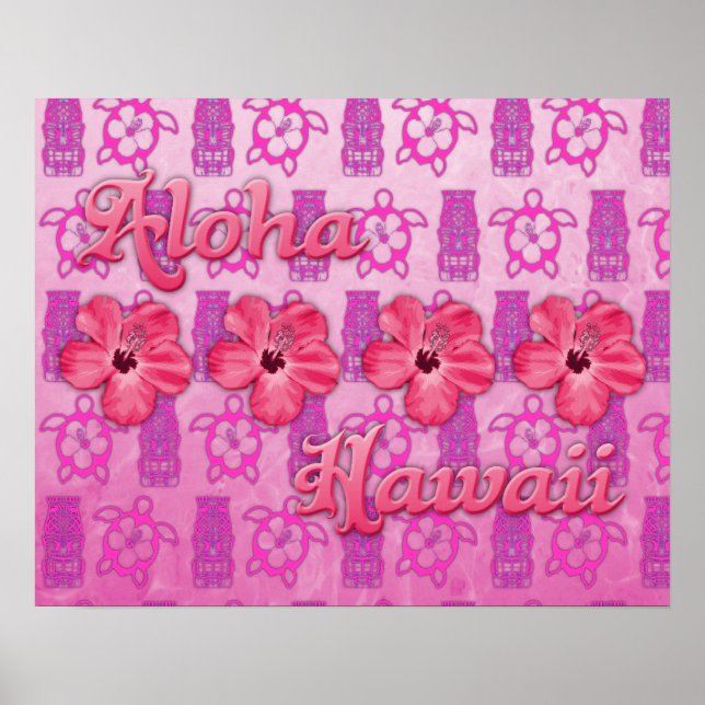 Poster Aloha Hawaii rose (Devant)
