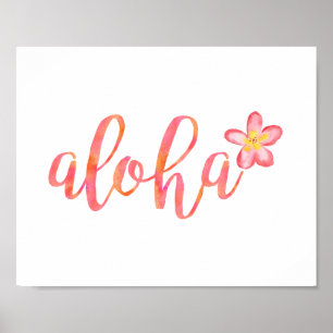 Poster Aloha Hawaiian Été Floral Typographie