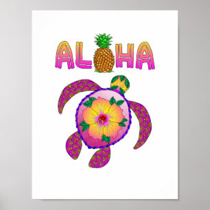Poster Aloha Hawaiian Honu Turtle