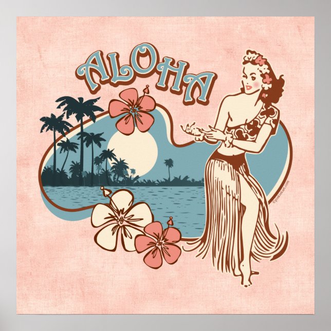 Poster Aloha Hula Girl Print (Devant)