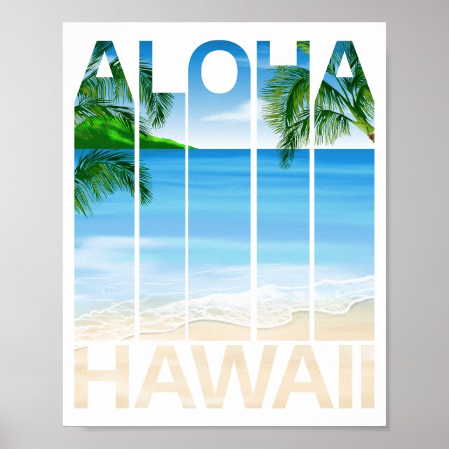 Poster Aloha îles Hawaï Plage tropicale (Devant)