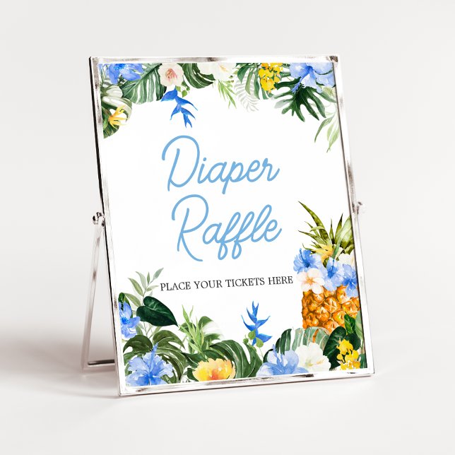 Poster Aloha Pineapple Baby Shower Diaper Raffle Sign (Aloha Baby Shower Sign)