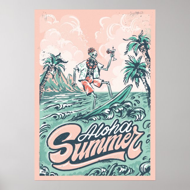 Poster Aloha Summer Surfing (Devant)