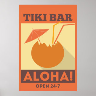 Poster Aloha Tiki Bar Hawaïen
