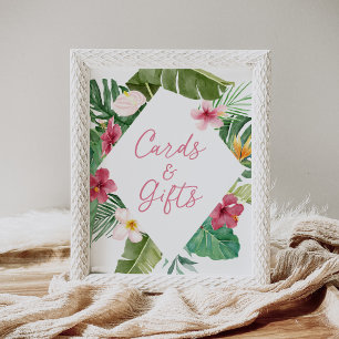 Poster Aloha Tropical Floral Cartes et cadeaux d'annivers