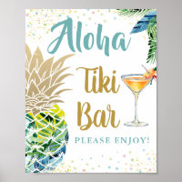 Aloha Tropical Pineapple Hawaiian Luau Tiki Bar
