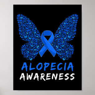 Poster Alopecia Areata Awareness Mois Bleu Ruban