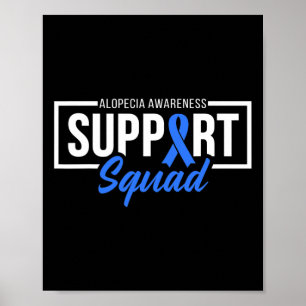 Poster Alopecia Awareness Support Squad I Wear Blue Ribbo