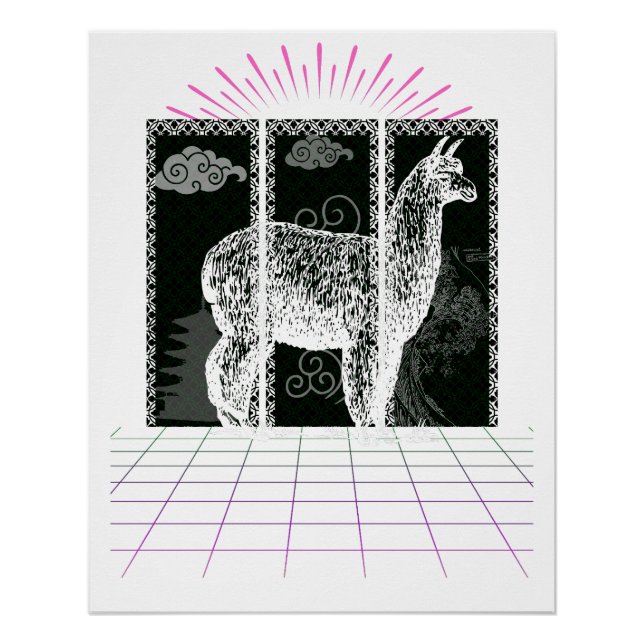 Poster Alpacas vintages (Devant)