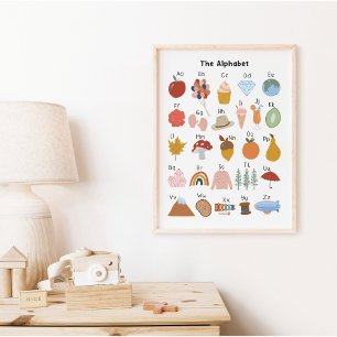 Poster Alphabet A à Z Enfants en garderie