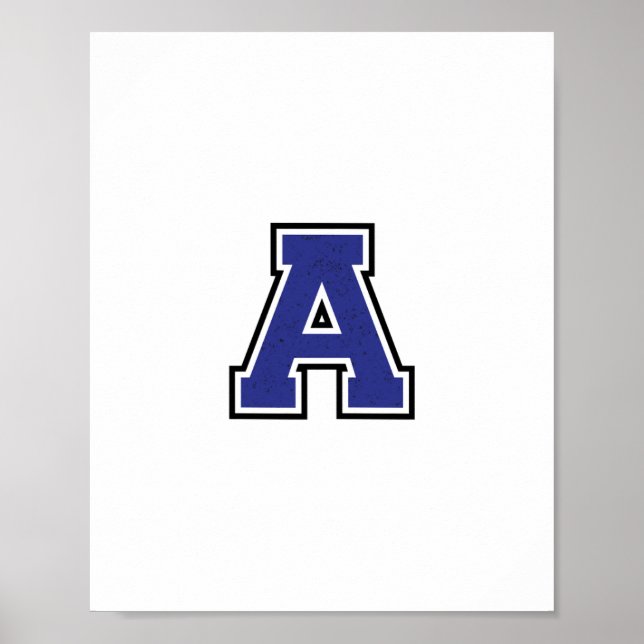 Poster Alphabet A en bleu (Devant)