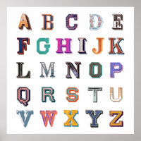 alphabet a-z vintage en gras